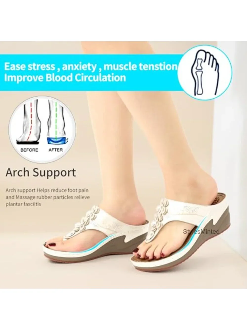 Floral Platform Wedge Sandals Cushioned Footbed Slip-On Summer